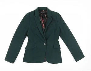 Zara Women's Green Blazer, Regular Fit, 3, Business - Picture 1 of 12