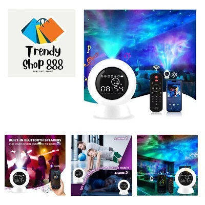 Alarm Clock Star Projector for Kids Bedroom, Bluetooth Speaker and White Nois... - Image 1 of 4