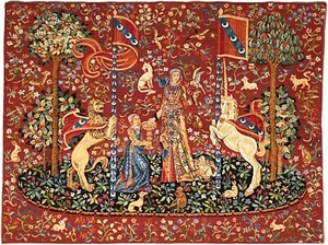 LADY & UNICORN 5 SENSES SERIES THE TASTE/GOUT 140CM X 97CM TAPESTRY WALL HANGING - Picture 1 of 6