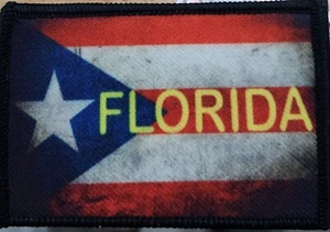 Parche bandera de Puerto Rico Florida con cierre de gancho y bucle camuflaje táctico - Imagen 1 de 1