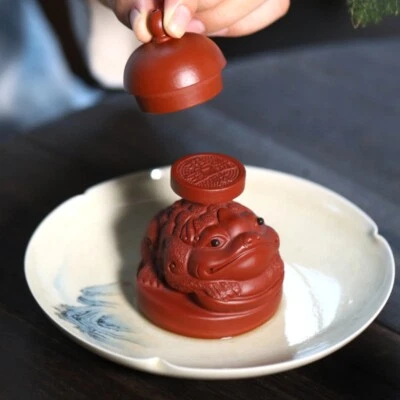 Chinese Zisha Purple Clay Tea Pet Toad Holder for Lid of Pot Tea Accessories New - Image 1 of 4