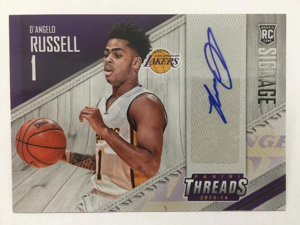 D'Angelo Russell Signage Rookie Card Auto 2015-16 Panini Threads Basketball - Image 1 of 1