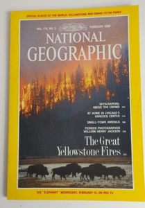 National Geographic February 1989 Parks Skyscraper Jackson Forest Fires Town Map - Picture 1 of 11