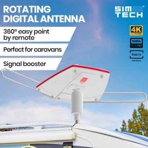 SIMTECH Rotating Digital Outdoor HD TV Antenna Television Signal Booster Remote - Picture 1 of 12
