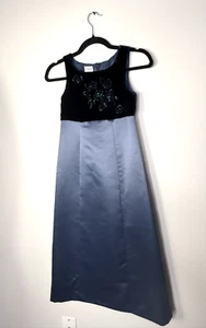 Talbots Vintage 90s NWT Silk Satin Velvet Dress Empire Waist Maxi Girls 8 Formal - Picture 1 of 6