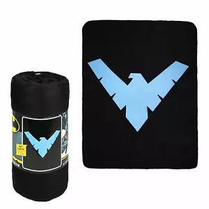 DC Comics Batman Nightwing Arkham Knight Superhero Logo Fleece Throw Blanket - Picture 1 of 2