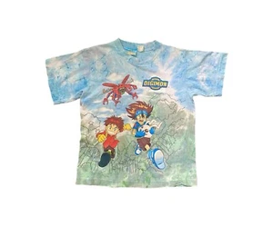 Vintage 90s Digimon Anime Cartoon T Shirt Tie Dye - Picture 1 of 3