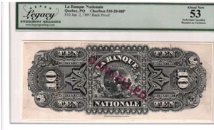 1897 La Banque Nationale  $10 Cat#510-20-08P B&W  LEGACY AU-53 SEE DESC. - Picture 1 of 2