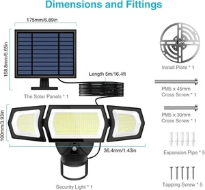 Olafus Solar Security Lights Motion Sensor Light Outdoor - Picture 1 of 9