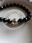 Thomas sabo silver logo black obsidian multi faceted cubic zirconia bead bracele