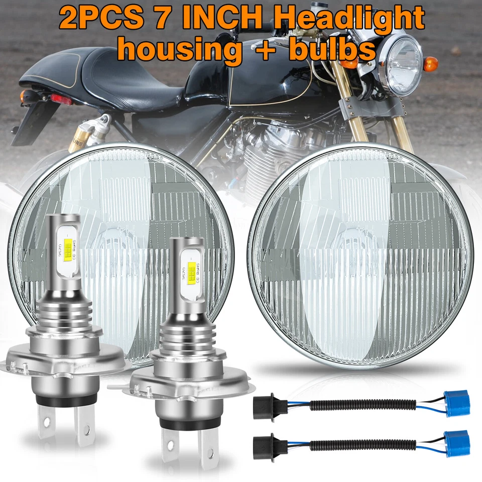 Carcasa de faro redondo + bombillas Tele Glide S 1951-1957 para motocicleta 7" pulgadas Foto 1 de 4