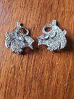 Vintage Pell Sparkling Rhinestone Earrings Silver Signed Costume Jewelry Retro