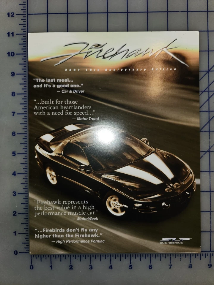 Pasta folheto 2001 Pontiac Firebird SLP Firehawk - Imagem 1 de 1