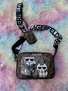 Karl Lagerfeld Paris Maybelle Karl & Cat Guitar Strap Camera Crossbody Bag Multi - Picture 1 of 16