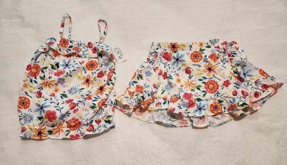 NWT Children's Place Floral Tank Top Skort Outfit 2PC Baby Toddler Girl - Image 1 of 1