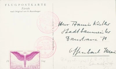 Ak Schweizfahrt 12.10.1930, LZ 127 Graf Zeppelin, Bern Flugplatz - 10936828 - Bild 1 von 2