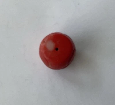 Antique Italian/ Japanese Natural Large 19x19mm Carved Momo Coral Bead. 11.1gr - Image 1 of 4