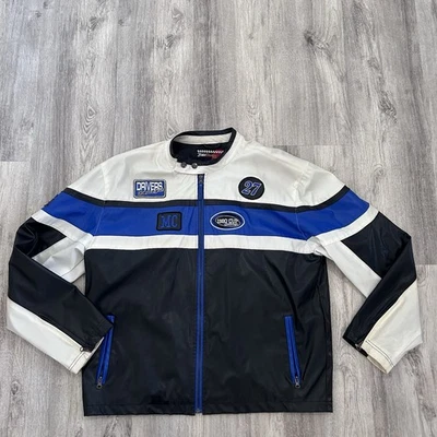 Гоночная куртка бонго гоночная команда искусственная кожа мужская XL Moto Nascar нашивки университет - Изображение 1 из 4