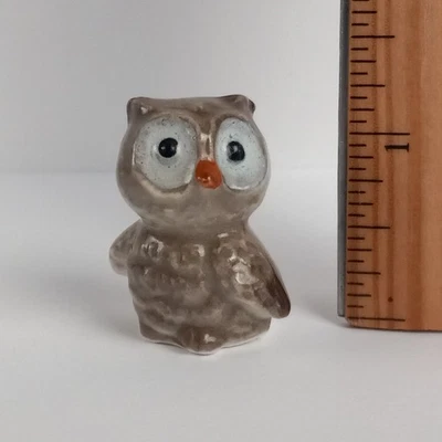 Vintage Miniature Ceramic Owl Figurine Japan - Image 1 of 4