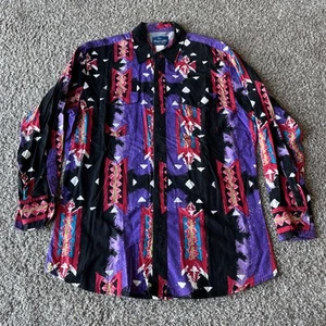 Vintage Wrangler Brushpopper Aztec Pearl Snap Western Cowboy Checotah Shirt USA - Picture 1 of 8