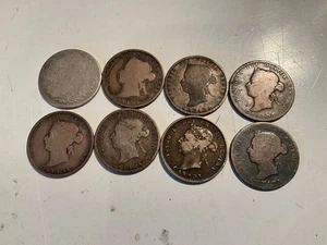 LOT CANADA 25 CENTS 1870 1871 1872 1874 1888 1890 1892 1 SMOOTH - Picture 1 of 2