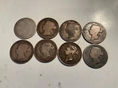 LOT CANADA 25 CENTS 1870 1871 1872 1874 1888 1890 1892 1 SMOOTH - Image 1 of 2