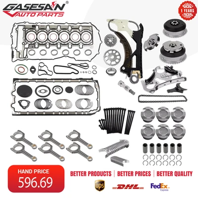 N55 3.0L Head Gasket Set Timing Chain Piston For 2008-2019 BMW 335i 535i X3 X5 - Image 1 of 4