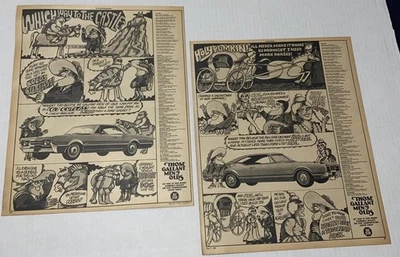 2 LOT Vintage 1960s OLDSMOBILE Print ADS Galiant Men OLDS 88 Cutlass Cars Comic - Image 1 of 4