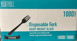 HEAVY BLACK PLASTIC FORKS 1000 COUNT - Picture 1 of 1