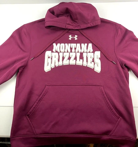 Montana Grizzlies Under Armour Hoodie Mens Lrg Maroon Pullover Pocket Sweatshirt Cover