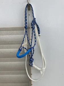 Rope horse halter and 10 ft. lead rope with braided noseband - Picture 1 of 3
