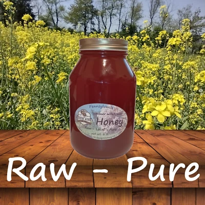 Raw Wildflower Honey - unfiltered - 100% Pure 1 Quart (3 LB) - Customer favorite - Image 1 of 2