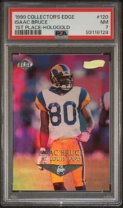 1999 Collector's Edge 1st Place Hologold #120 Isaac Bruce SP #'d /50 PSA 7 - Picture 1 of 2