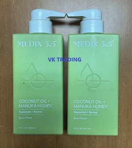 (2-Pk) MEDIX 5.5 ~COCONUT OIL + MANUKA HONEY Replenish Revive BODY CREAM 444ml - Picture 1 of 2