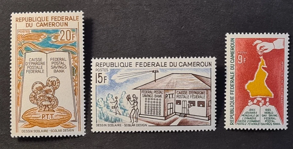 CAMERÚN CAMEROÚN XF MNH SET POSTAL BANCO MAPA DE DINERO Foto 1 de 1