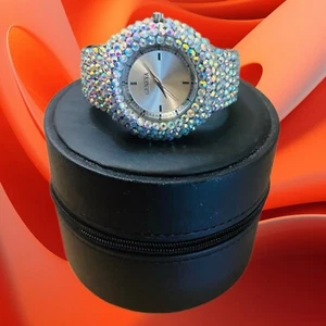 Ladies Bling Bling Full Crystals Quartz Watch W/AB Color Rhinestones - Picture 1 of 10