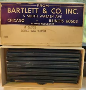 Vintage Bartlett & Co Inc 6 Gauge Round Wax Wires in box Wabash Ave Chicago - Picture 1 of 3
