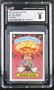 CGC Graded 8 Adam Bomb 8a 1986 Garbage Pail Kids U.K. Mini Stickers - Picture 1 of 2