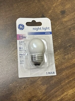 GE Nightlight Bulb S11, 7.5W Medium Base, White 120 Volts - Image 1 of 2