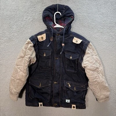 Chaqueta De Colección Territorio del Noroeste Adulto Grande Azul Tostado Lona Franela Forrada Años 90 Foto 1 de 4