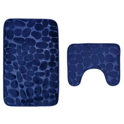 Juego de 2 piezas de alfombra de baño de franela antideslizante en forma de U alfombra de espuma alfombra de ducha Foto 1 de 4