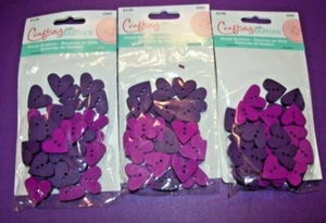 BUTTONS WOOD PURPLE  HEART  35 PER PACK Crafting with Buttons 3 PACKAGES Lot D6 - Picture 1 of 1