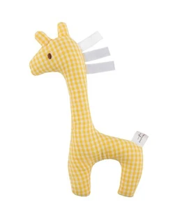 Yellow Gingham Giraffe Rattle by Emotion & Kids - Picture 1 of 3