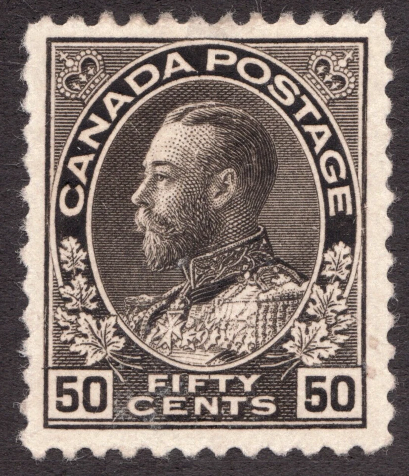 Canadá Sc 120a 1912 (negro) - 50¢ KGV, Almirante de la Flota - MHH VF Foto 1 de 1