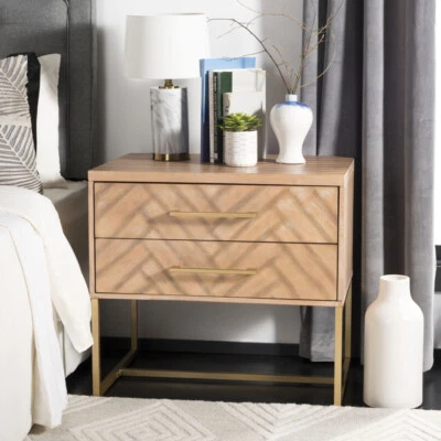 SAFAVIEH Estelle Nightstand | Oak | - Image 1 of 4