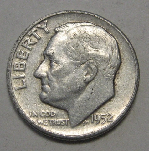 1952-S Silver Roosevelt Dime in Average Circulated Condition Priced Right Cover