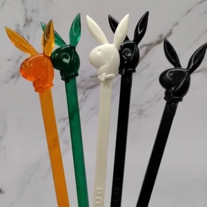 Vtg The Playboy Club Bunny Swizzle Sticks Drink Stirrers Set of 5 Plastic - Picture 1 of 6