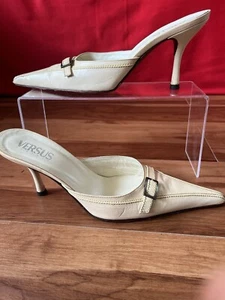 Versus By Versace Cream Mule Shoes Sz 38 - Picture 1 of 8