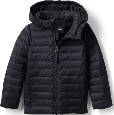 Lands' End Kids' Boys Girls Lightweight Puffer Jacket Coat Black RRP. £65