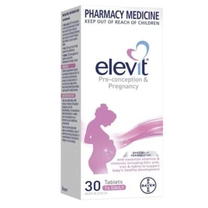 Elevit 30 Tablets Healthy Baby & Mum Vitamins B C D Minerals Folic Acid Iodine - Picture 1 of 4